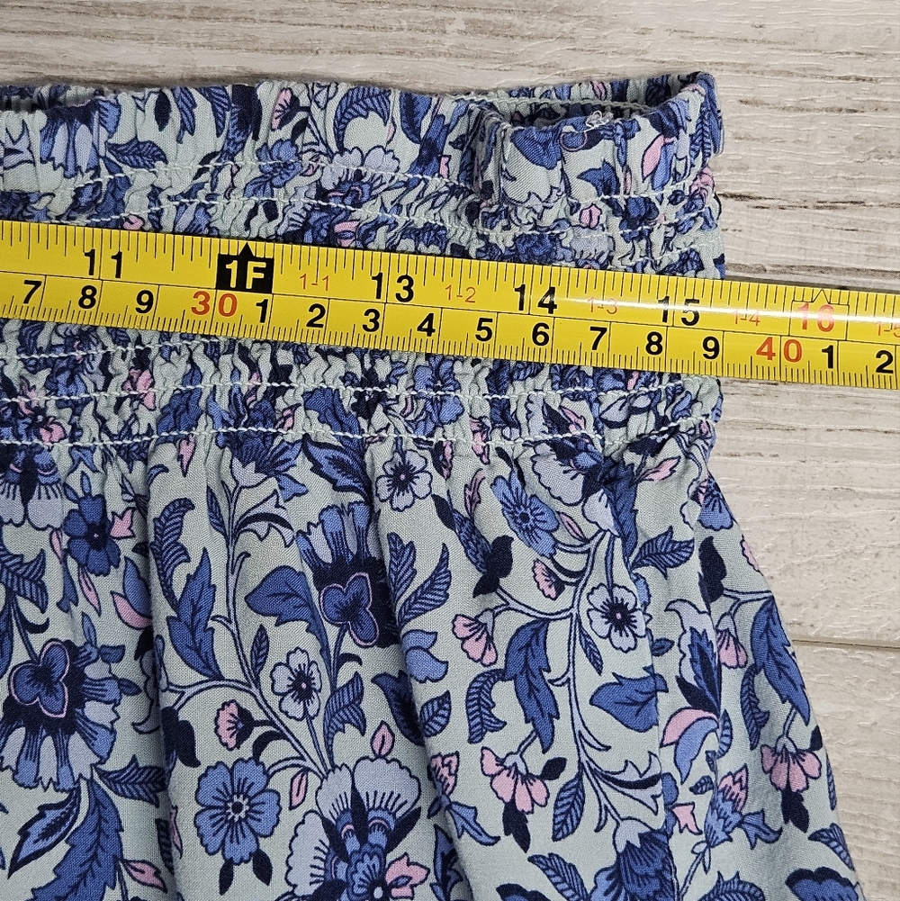 J. Jill Blue Floral Smocked Waist Rayon Midi Skirt Large Petite Easter Cottage - Picture 3 of 10